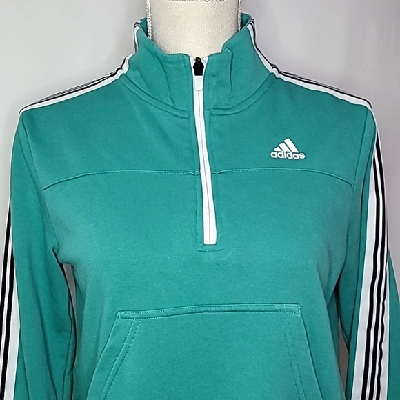 ADIDAS ▪︎ HALF-ZIP GREEN LONG SLEEVE SWEATSHIRT ▪︎ SIZE XS - Picture 3 of 9